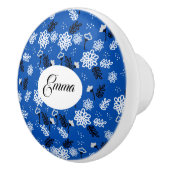 Blue leaves romantic garden keramische knop (Rechts)