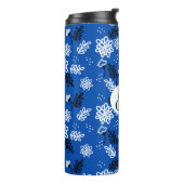 Blue leaves romantic garden thermosbeker (Gedraaid links)