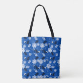 Blue leaves romantic garden tote bag (Achterkant)