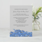 Blue Leaves Wedding Invitations Kaart (Staand voorkant)