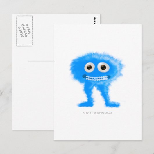 Blue Leggy Critter Briefkaart (Voorkant / Achterkant)