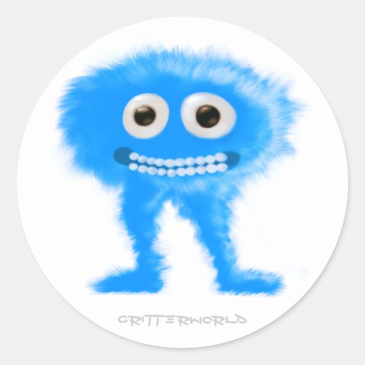 Blue Leggy Critter Ronde Sticker (Voorkant)