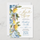 Blue Lemon and Bow Main Squeeze Vrijgezellenfeest Kaart (Voorkant)