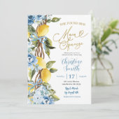 Blue Lemon and Bow Main Squeeze Vrijgezellenfeest Kaart (Staand voorkant)