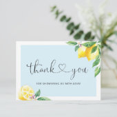Blue Lemon baby shower bedankt je creditcard Kaart (Staand voorkant)