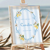 Blue Lemon Baby shower Candy Jar Game Poster