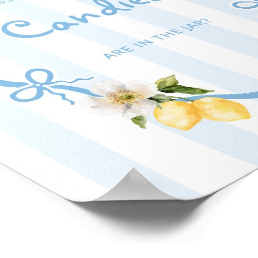 Blue Lemon Baby shower Candy Jar Game Poster (Hoek)