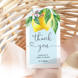 Blue Lemon baby shower dank u label Cadeaulabel