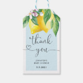 Blue Lemon baby shower dank u label Cadeaulabel (Voorkant)