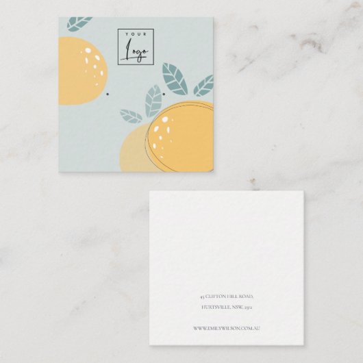 Blue Lemon Bold Fruity Abstract earing Display Vierkante Visitekaartje (Voorkant / Achterkant)