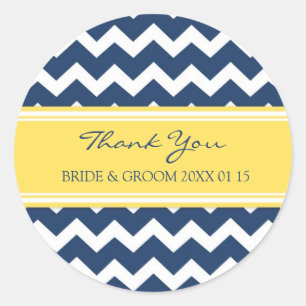 Blue Lemon Chevron Dank u bruiloft gunst Labels