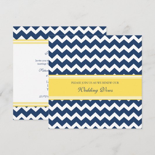 Blue Lemon Chevron Wedding Vow Renewal Uitnodiging (Voorkant / Achterkant)