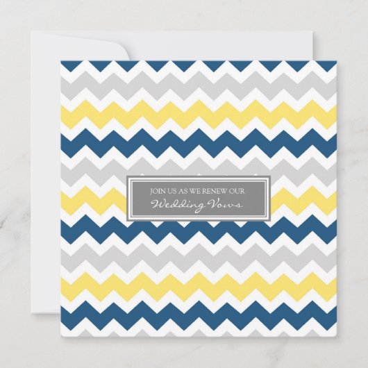 Blue Lemon Chevron Wedding Vow Renewal Uitnodiging (Voorkant)
