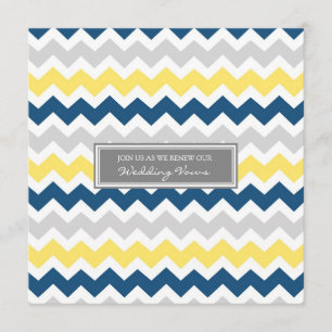 Blue Lemon Chevron Wedding Vow Renewal Uitnodiging