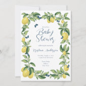 Blue & Lemon Citrus Butterfly Baby shower Kaart (Voorkant)