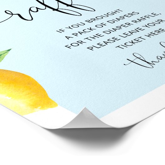 Blue Lemon diaper-verkeersbord Poster (Hoek)