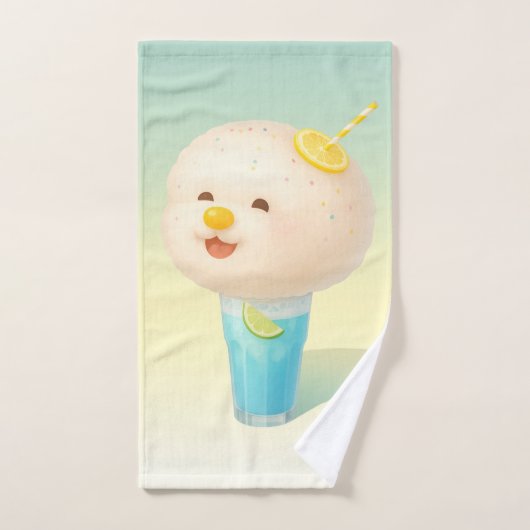 Blue Lemon Float: Lachende Bichon Cotton Candy Handdoek (Handdoek)