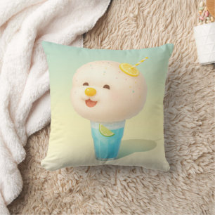 Blue Lemon Float: Lachende Bichon Cotton Candy Kussen