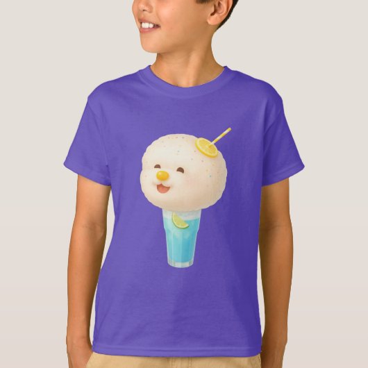 Blue Lemon Float: Lachende Bichon Cotton Candy T-shirt (Voorkant)