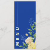 Blue Lemon Floral Mediterraan Huwelijksfeest Menu (Achterkant)