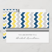 Blue Lemon Gray Chevron Bridal Lunch Uitnodiging (Voorkant / Achterkant)