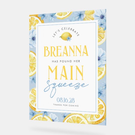 Blue Lemon Main Squeeze Acryl Welkomstbord Bord (Hoek)