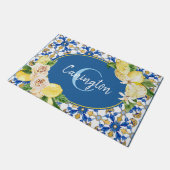 Blue Lemon Mediterraan Monogram Naam Nieuw Huis Deurmat (Schuin)