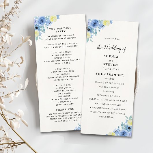 Blue Lemon Mediterranean Ceremony Programmakaart