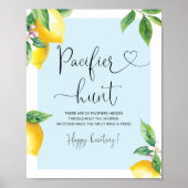 Blue lemon Pacifier jachtwedstrijd baby shower Pos Poster (Voorkant)