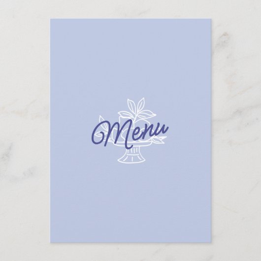 Blue & Lemon Striped Mediterranean Wedding Menu (Voorkant)