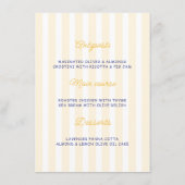 Blue & Lemon Striped Mediterranean Wedding Menu (Achterkant)
