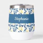 Blue Lemon Watercolor Monogram Name (Voorkant)