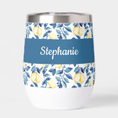 Blue Lemon Watercolor Monogram Name (Achterkant)