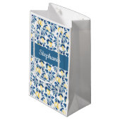 Blue Lemon Watercolor Monogram Small Klein Cadeauzakje (Voorkant Gekanteld)