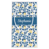 Blue Lemon Watercolor Monogram Small Klein Cadeauzakje (Voorkant)
