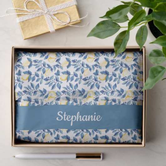 Blue Lemon Watercolor Tissuepapier (Geschenk)