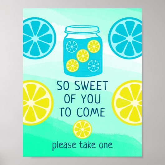 Blue Lemonade Birthday Favor Sign Poster (Voorkant)