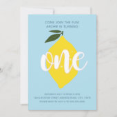 Blue Lemonade First Birthday Uitnodiging (Voorkant)