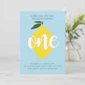 Blue Lemonade First Birthday Uitnodiging (Staand voorkant)