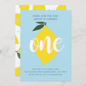 Blue Lemonade First Birthday Uitnodiging (Voorkant / Achterkant)