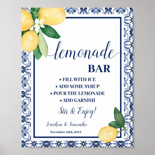 Blue Lemons Mediterranean Lemonade Bar  Poster (Voorkant)