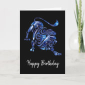 Blue Leo Sign Birthday Kaart (Voorkant)