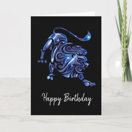 Blue Leo Sign Birthday Kaart (Voorkant)