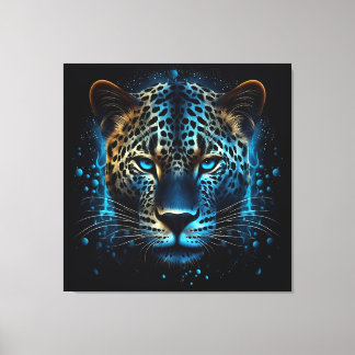 Blue Leopard AI Art Canvas Afdruk
