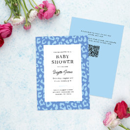 Blue Leopard Animal Print Baby shower Kaart