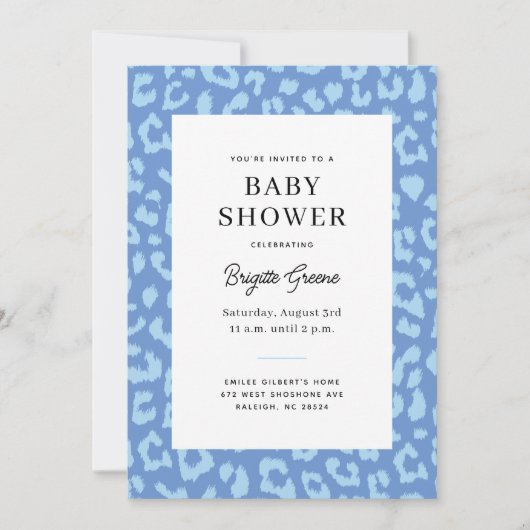 Blue Leopard Animal Print Baby shower Kaart (Voorkant)