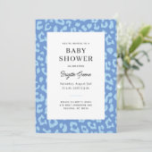 Blue Leopard Animal Print Baby shower Kaart (Staand voorkant)