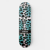 Blue Leopard Animal Print Skateboard op maat (Voorkant)