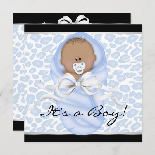 Blue Leopard-Baby shower Kaart (Voorkant / Achterkant)