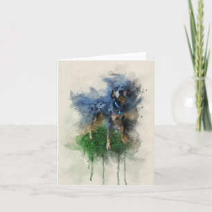 Blue Leopard Catahoula Dog in Waterverf Card Bedankkaart
